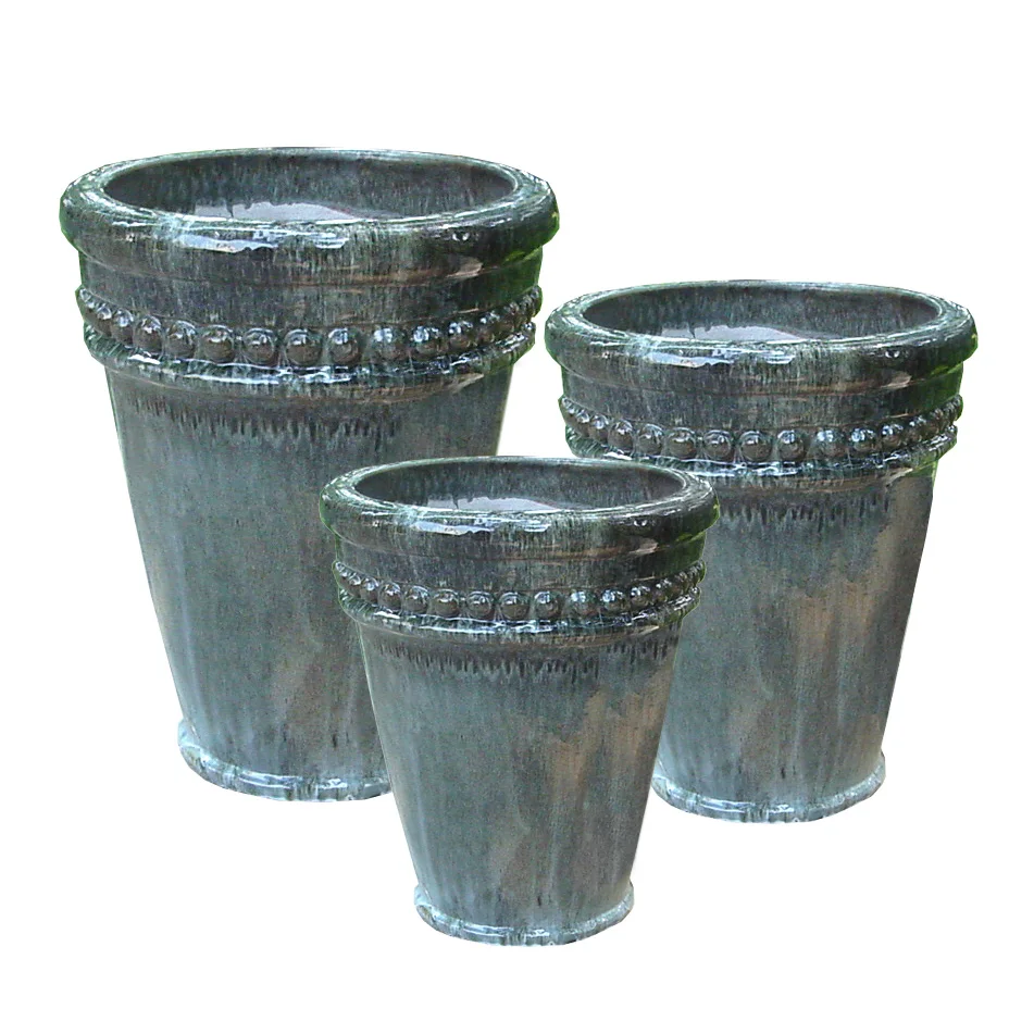 Wholesale Large Outdoor Ceramic Flower Pots Kit Glazed Pottery Design for Garden Plant Planter for Home Nursery Room Floor Use
