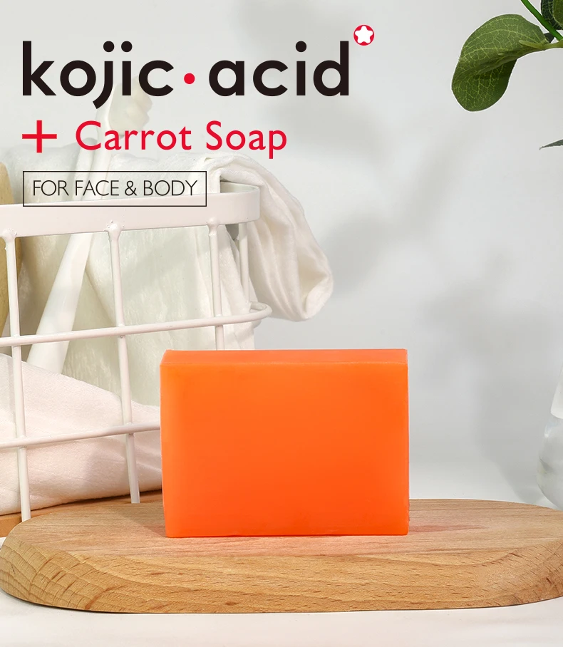 120g Kojic Acid & Carrot Body Bath Soaps Clear Skin Product Moisturizing Fair Skin Face and Body Bar Soap