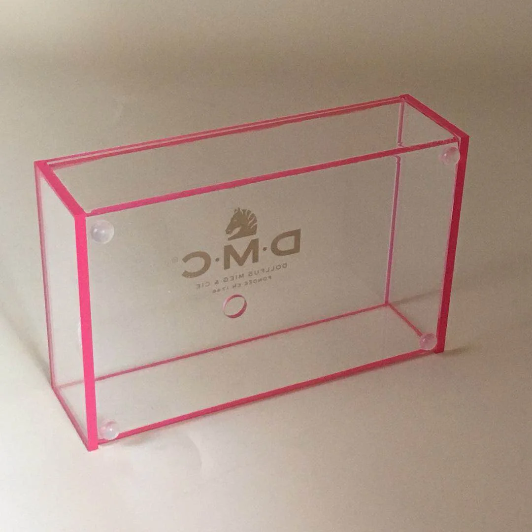 Rectangle Custom Red Edges Box Clear Gift Box Acrylic Storage Box With