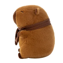 2025 New Trending Stuffed Animal Toys Custom Capybara Brown Scarf Detachable Cuddly Plush Custom Doll for Children Ideal Gifts