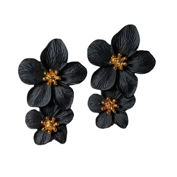 Manufacturers of Korean version of the new color spray-painted flowers double-layer female small fresh air earrings