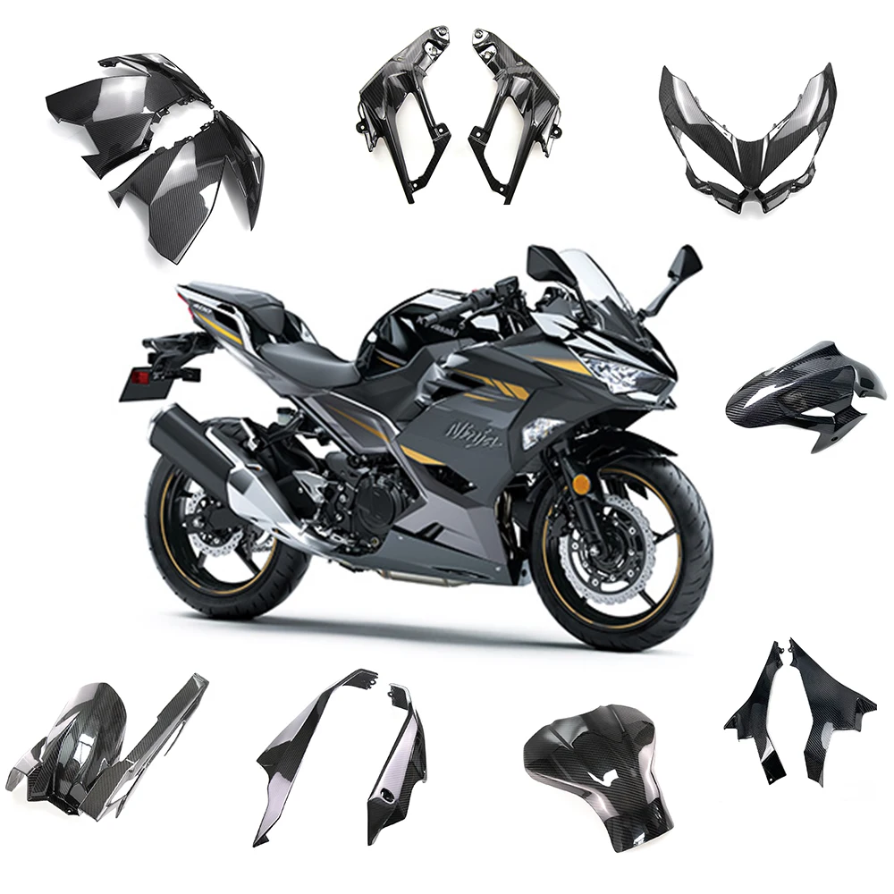 FT カーボンファイバーフロントフェンダーフェアリングカワサキ 2018-2023 忍者 400 a001 FT Carbon fiber Front fender Fairing For Kawasaki 2018-2023 Ninja 400 a001