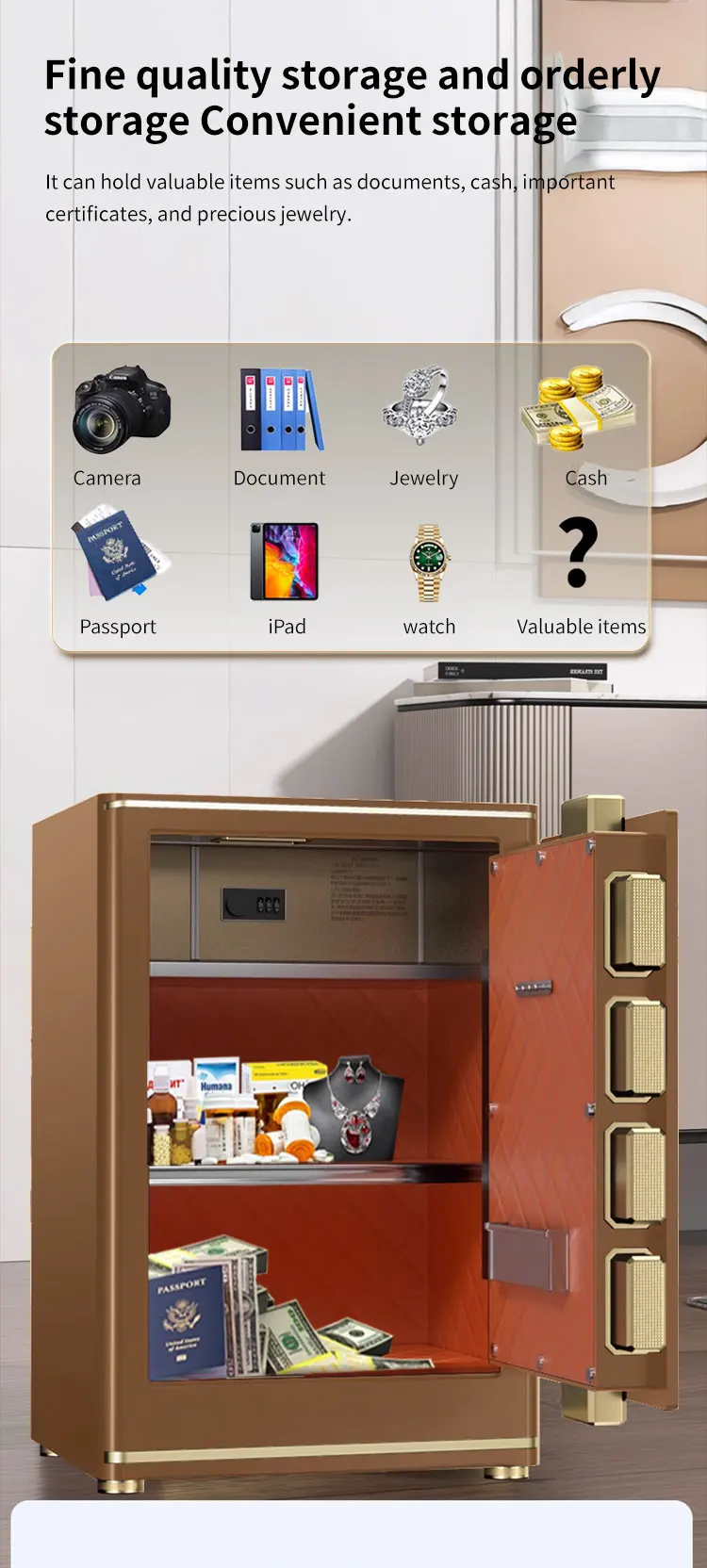 CEQSAFE Biometric Security Fingerprint Safe Hidden Home Digital Money Anti-Theft Safe Box with Wifi supplier