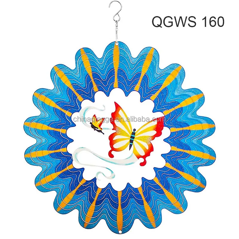 Wholesale Wind Chimes Spinners Manufacturer Outdoor Butterfly Rotating Sculpture Hanging Metal