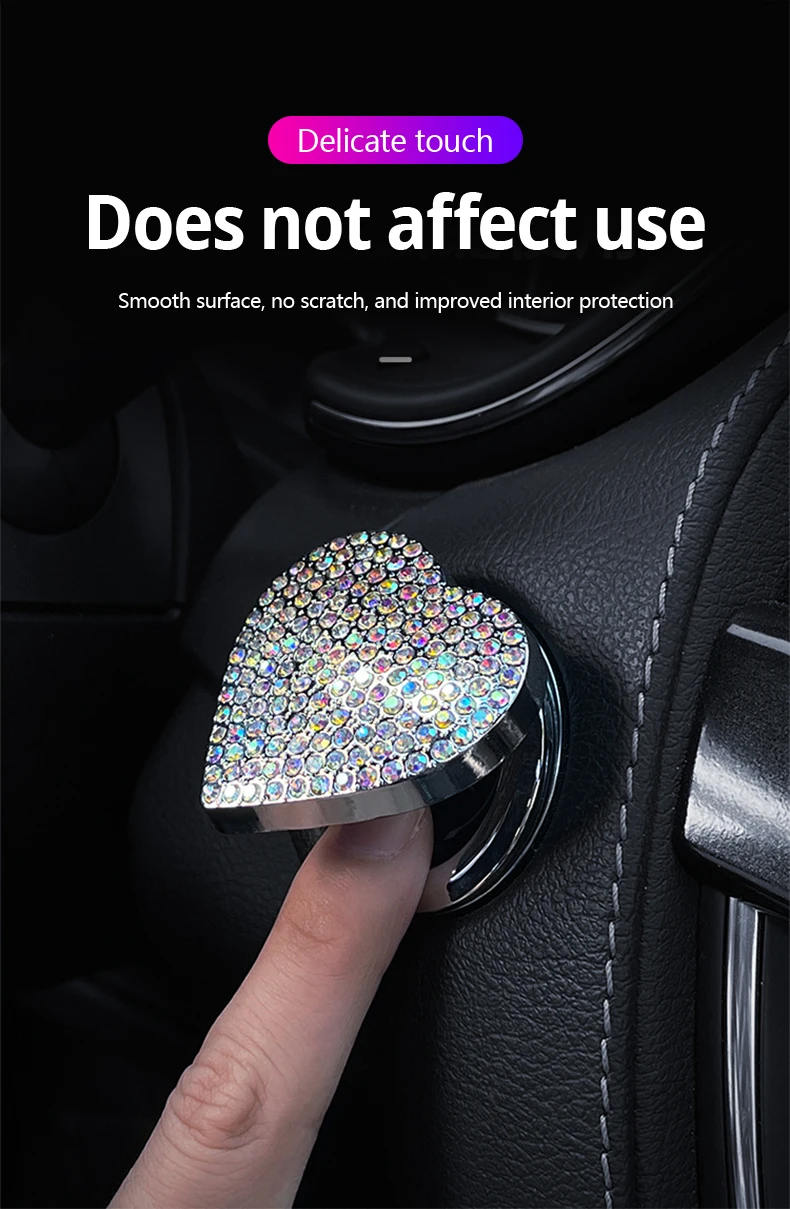 Car Diamond Interior Car Button Decoration Ring Crystal Push Start