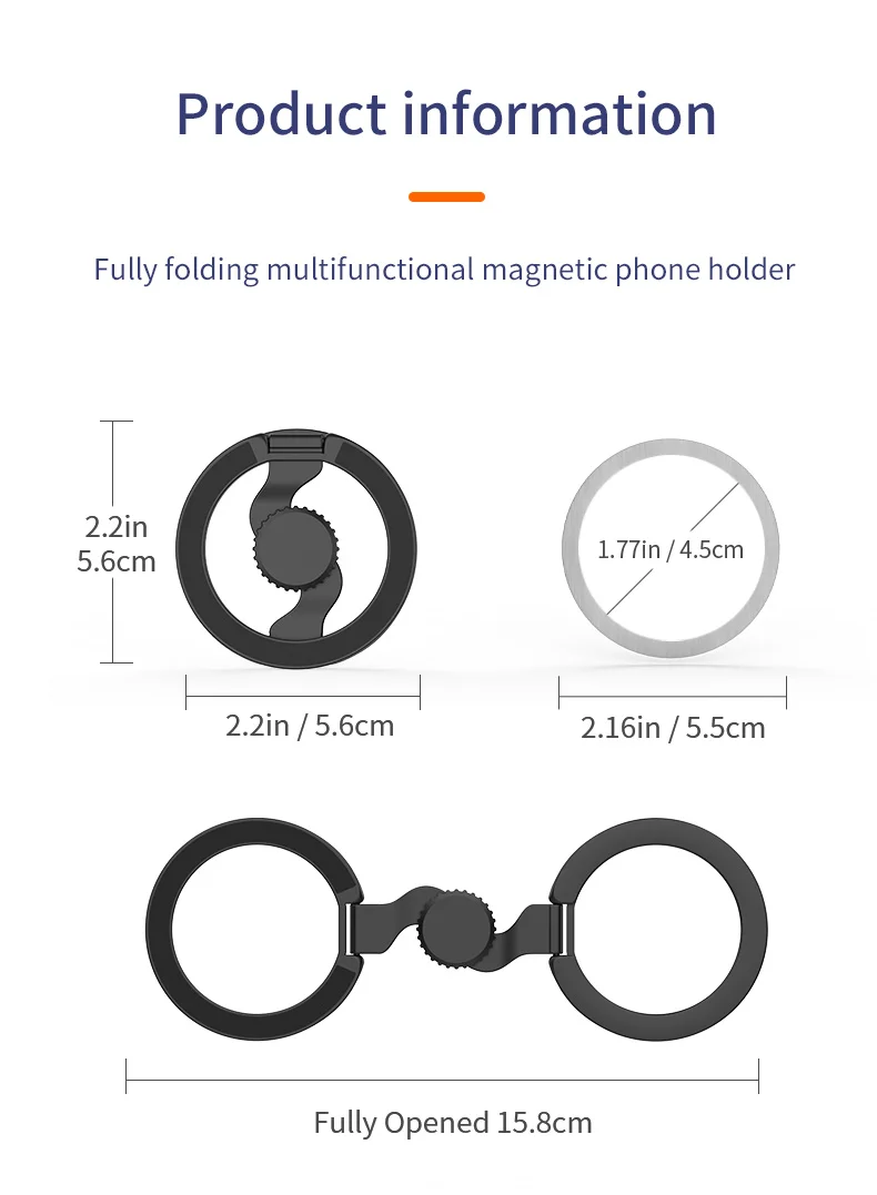 Magnetic Phone Holder Fingertip Gyroscope Design Foldable Dual Axis Stable Stand for Smartphone