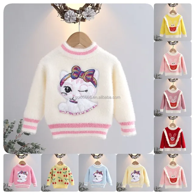New Fashion Winter Children's Christmas Sweater Warm Cotton Woolen Sweater O-Neck Pullover Knit Girl Baby Sweater