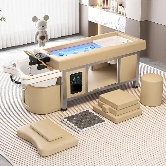 YUANKAI Advanced luxury massage spa bed moxibustion foot bath back sauna shampoo bed