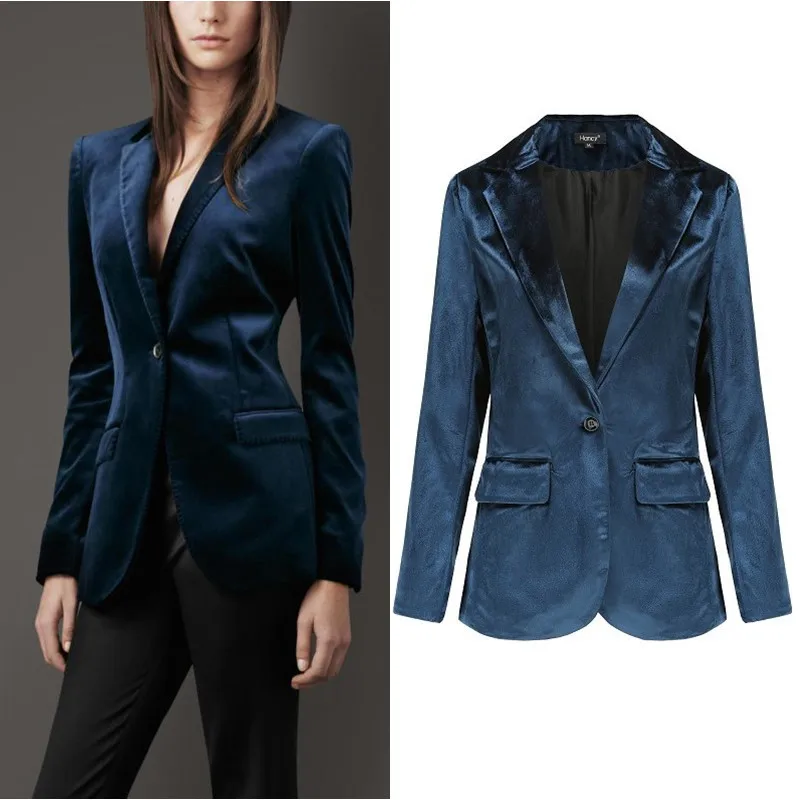 navy velvet suit women