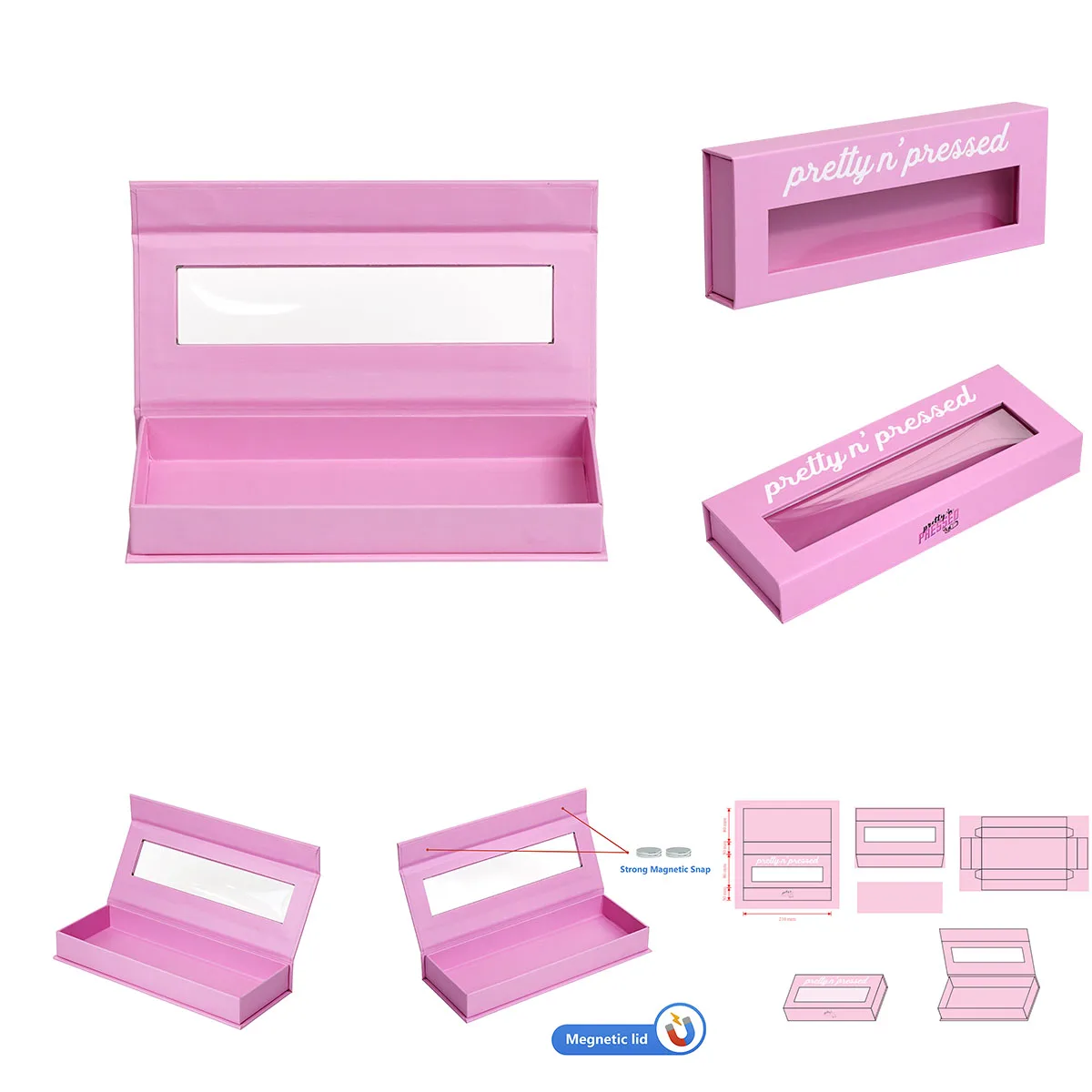 Wholesale Custom Luxury Rigid Box Magnetic Box Packaging Box with Window Cosmetic Packaging Box