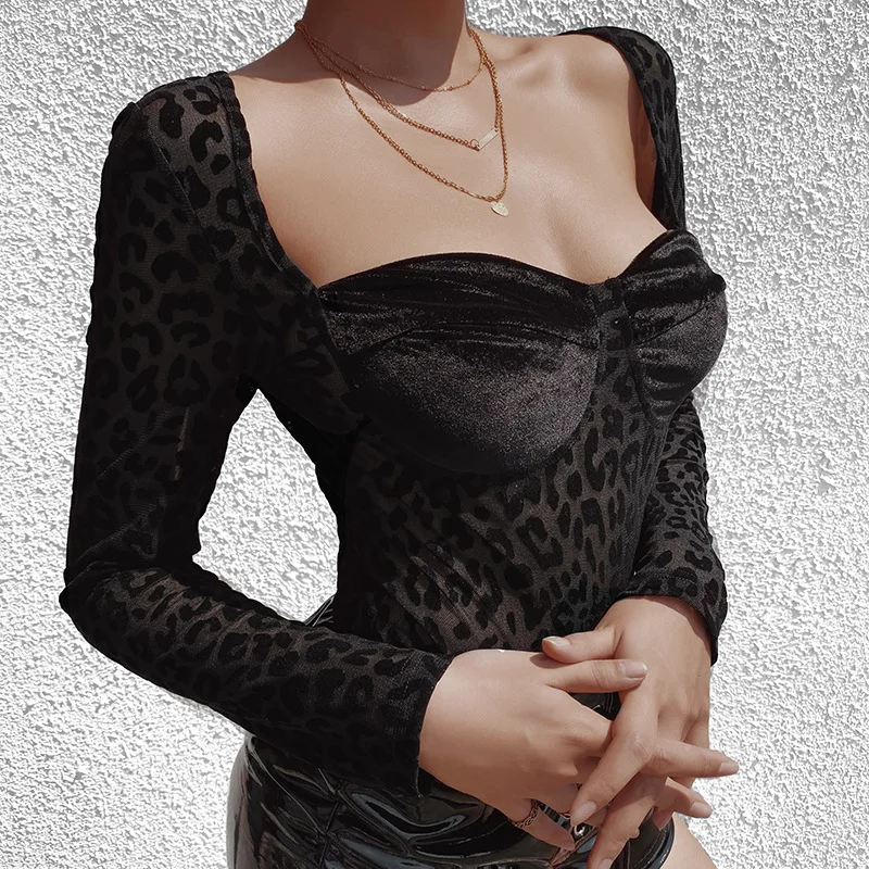 2021 Spring Latest Design Velvet Bodysuit Tops Long Sleeve Lace Sexy Bodycon Bodysuit Women