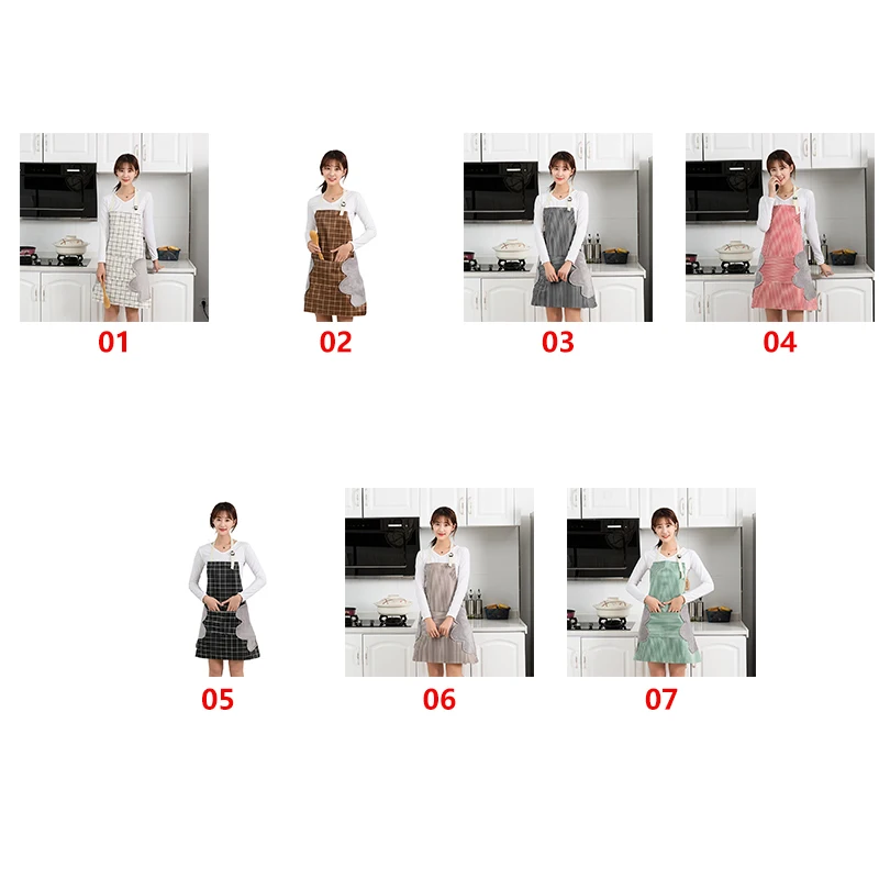 DLL96 Custom Ladies Waterproof Oil-Proof Large Pocket Apron With Hand-Wipe on Both Sides Chef PVC Kitchen Apron