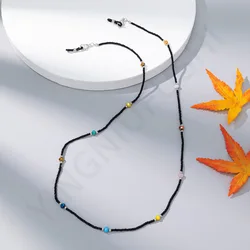 Лидер продаж акриловые контрастные очки с рисовыми бусинами цепочка женская модная маска на