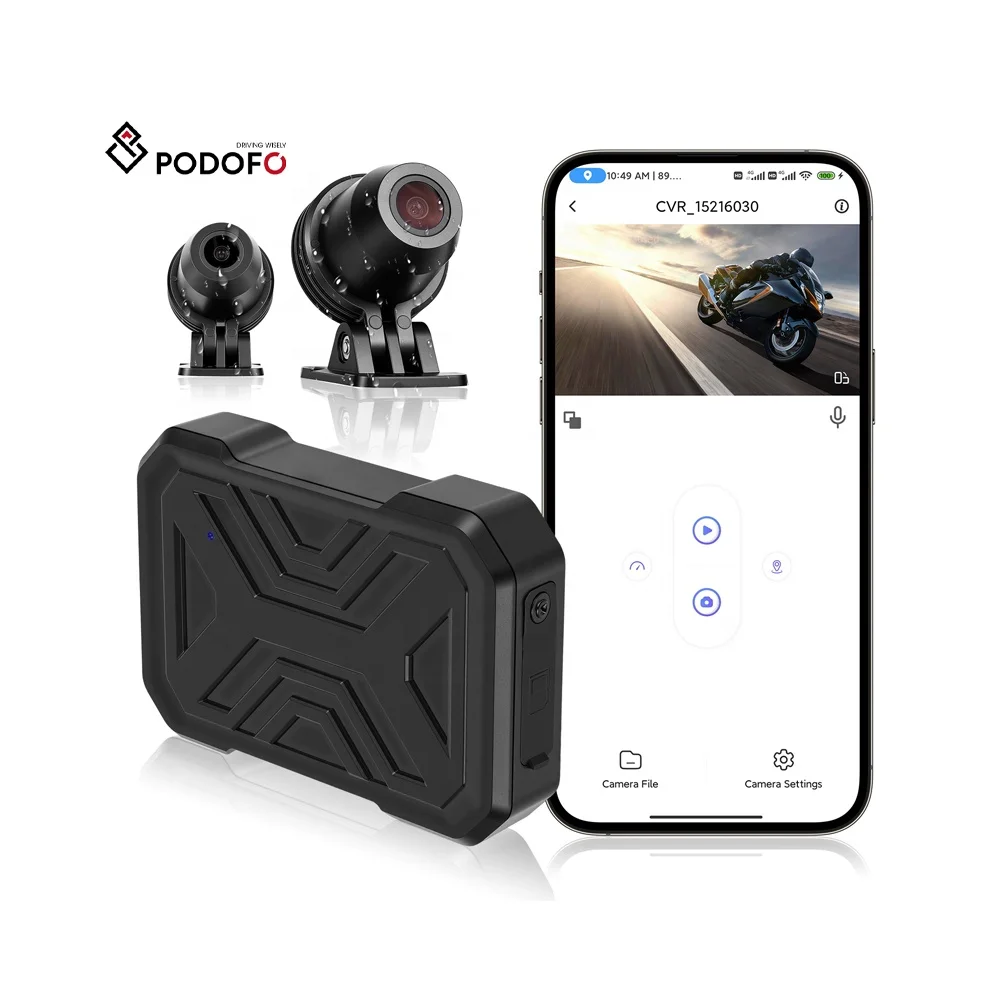 Podofo Motorcycle Dashcam Camera 1080P HD Mini Screenless Hidden Motorcycle Recorder IP67 Waterproof Loop Recording Wholesale A4484