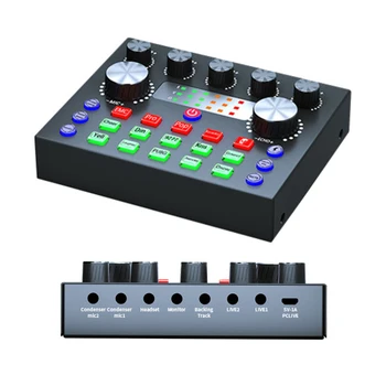 V8S Audio Mixer USB External Sound Card Mobile Phone Live Voice Changer Sound Card with Multiple Sound Effects detail image
