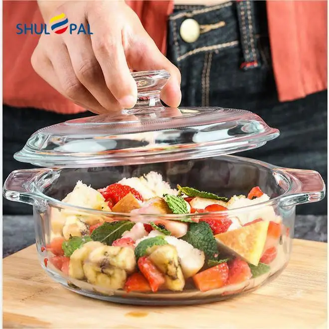 High Borosilicate Glass Soup Pots Classic Cookware 1l Round Clear Glass