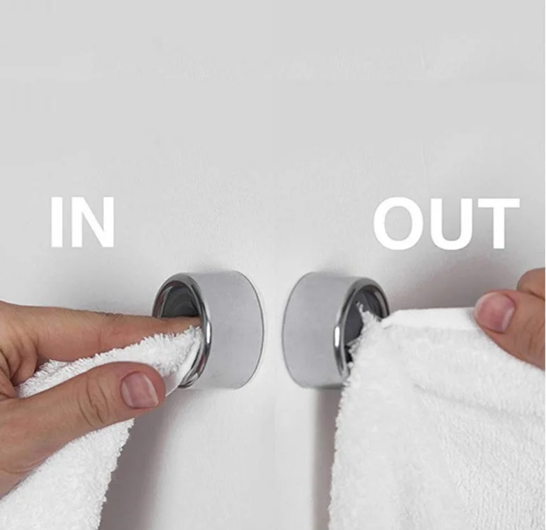 High Quality Creative Round Push Towel Hooks Premium Adhesive Tea Towel Holder Wall Mount Hook