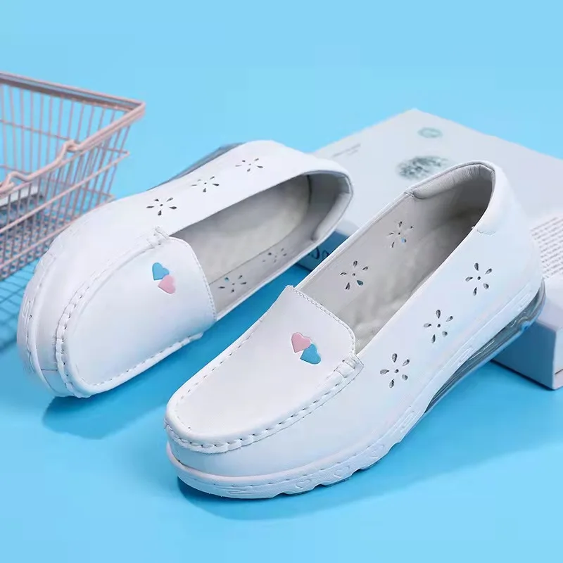 Nurse Cotton Shoes Nursing Shoes Hospital for Women With Wedge Heels Comfort Warm Soft Flat Anti-slip Safety Work White Shoes