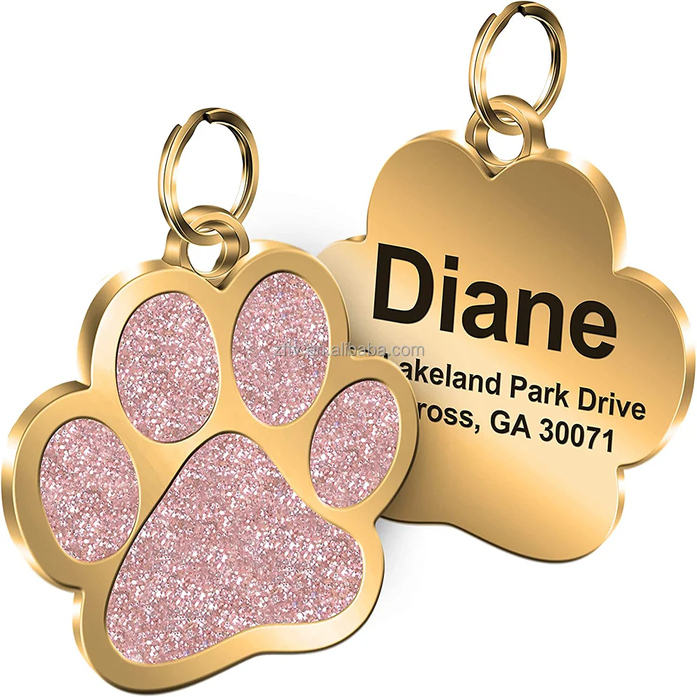 Zinc Alloy Dog Name Tags Necklaces Engraving Blank Dog Id Tag Custom