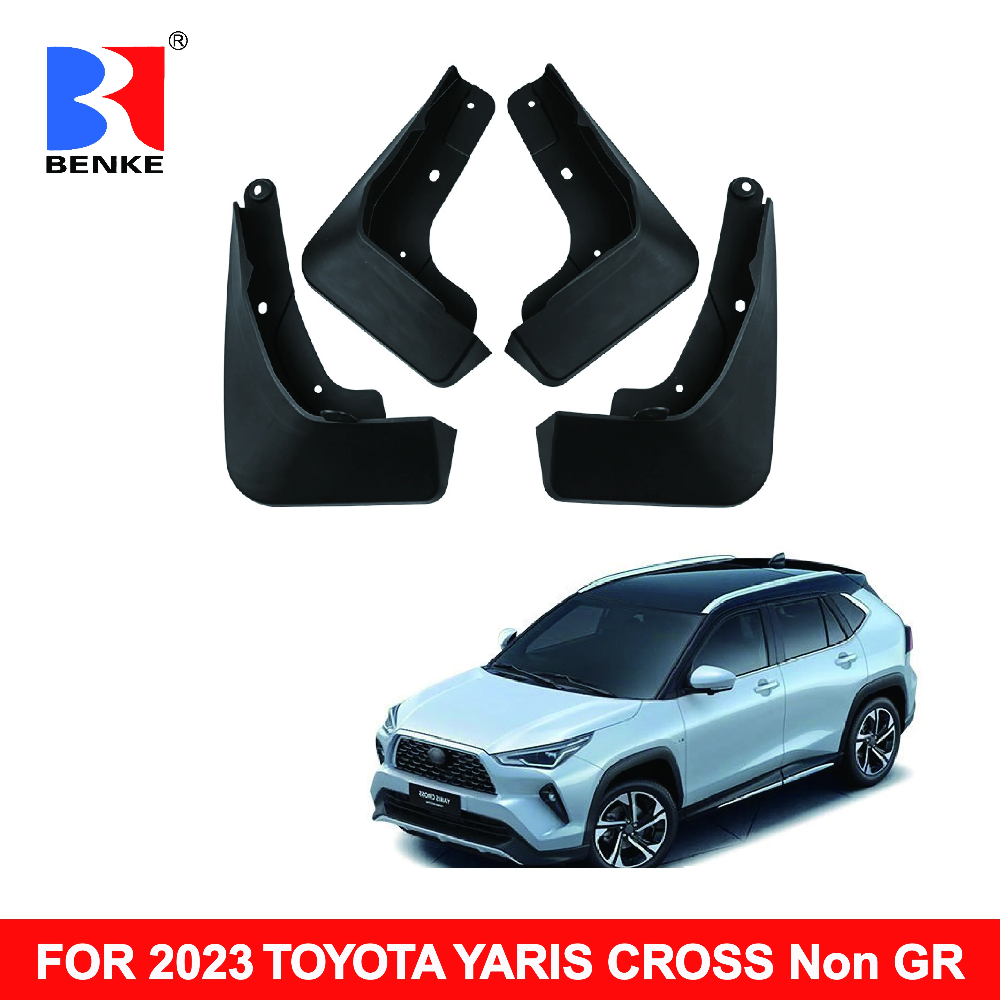 Kit 4 Bavettes Pour Toyota Yaris Cross (non GR) 2023-2024 - Protection Contre éclaboussures, Graviers - Facile à Monter Sans Perçage