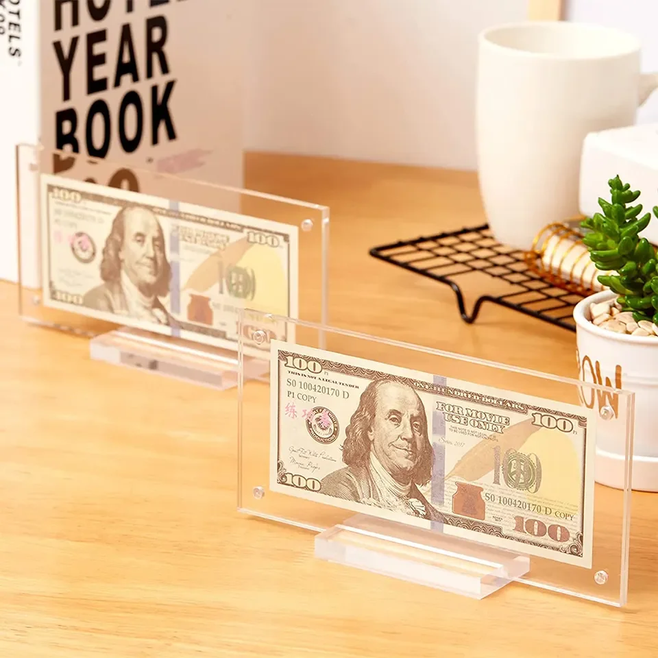 Acrylic Dollar Bill Display Case - Customizable Currency Holder ...
