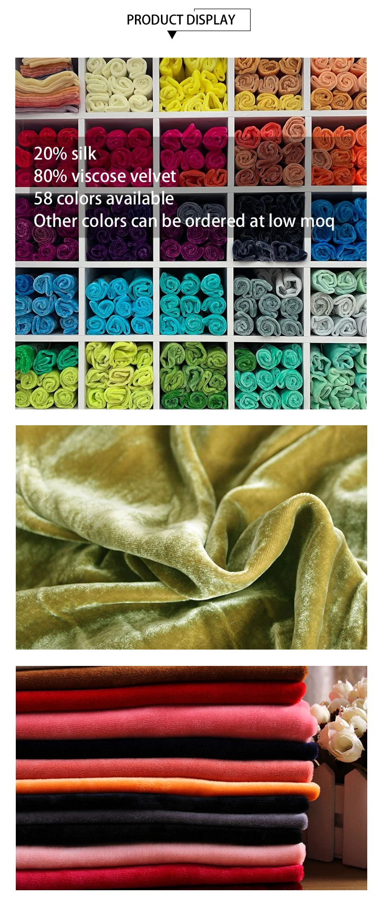 Eco Friendly Silk Velvet Fabric 20silk 80 Rayon Viscose Velvet Silk Fabrics For Garments And