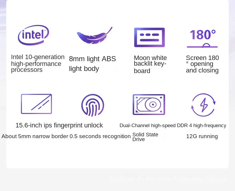 Factory Price Cheap 15.6 inch laptop 8G 16G  intel notebook portable computer with fingerprint recognition