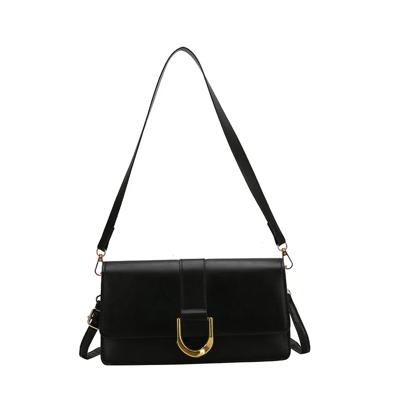 Retro Solid Color Saddle Bag High Quality Leather Shoulder Bags For