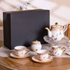 Ceramic Teapot + Sugar Bowl + Creamer + 2 Cups & Saucers