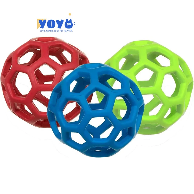 Yoyo Wholesale Pet Ball Dog Chew Toy Rubber Treat Ball With Hole Rubber Dog Balls Toys