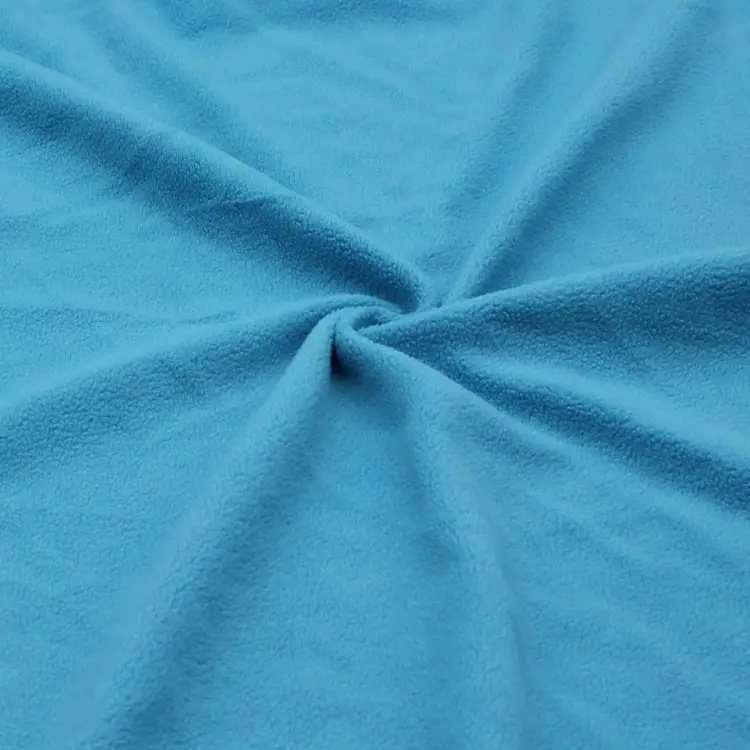 100% Polyester Light Blue Color Single Brushed Light Weight Polar Fleece Fabric