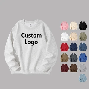 Men's 100% Cotton O-Neck Sweatshirt Oversized Comfortable Warm-up Running Clothing High Embroidered Puff Free Winter Crop