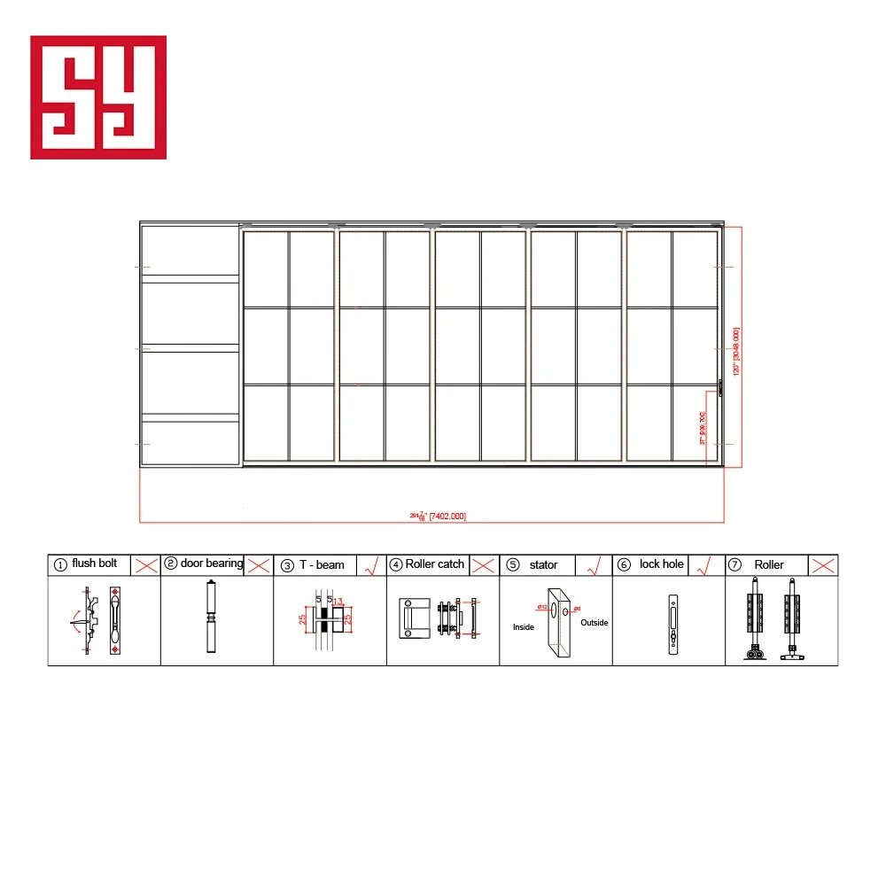 Modern French Wrought Iron Sliding Door with Double Glazing Finished Surface Windproof for Interior/Exterior Use in Villa Hotel factory