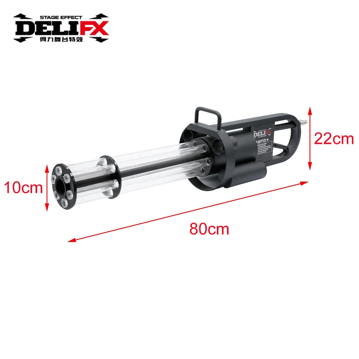 With LED RGB Flashing Detachable Lithium Battery Rotatable Gatling Co2 Jet Cryogenic Fog Effects 6 Nozzle Co2 Jet Smoke Gun