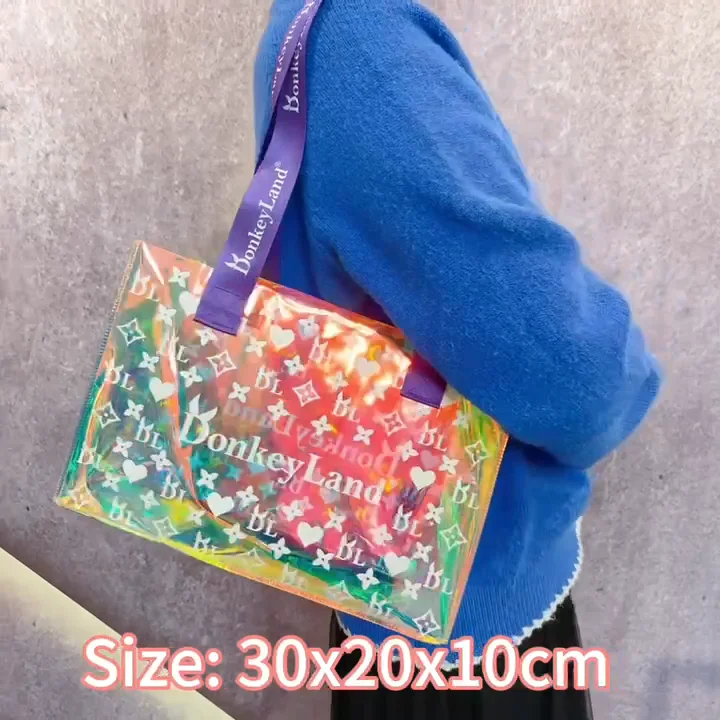 2024 Custom Logo Women Transparent Bag Hologram Laser Clear Pvc ...