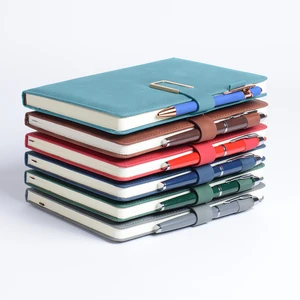 New Arrival Colorful Leather Business Notebook Elegant Penholder Meeting Notebook Portable Record Office Notebook