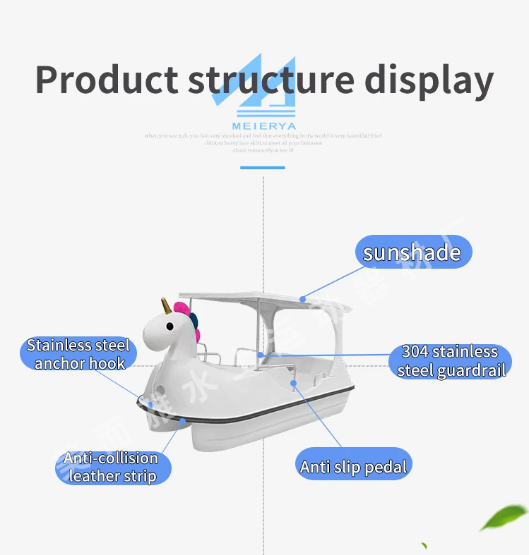 Unicorn-Themed Electric Pedal Boat with Sunshade Multiplayer Waterplay Crafts Equipment for Amusement & Entertainment