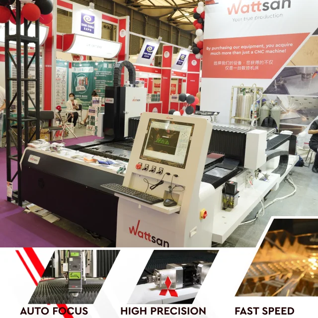 Wattsan 1325 E Raycus IPG Laser Cnc 1000W 2KW  Aluminium Steel Brass Fiber Laser Machine Cutting Sheet Metal Cutter