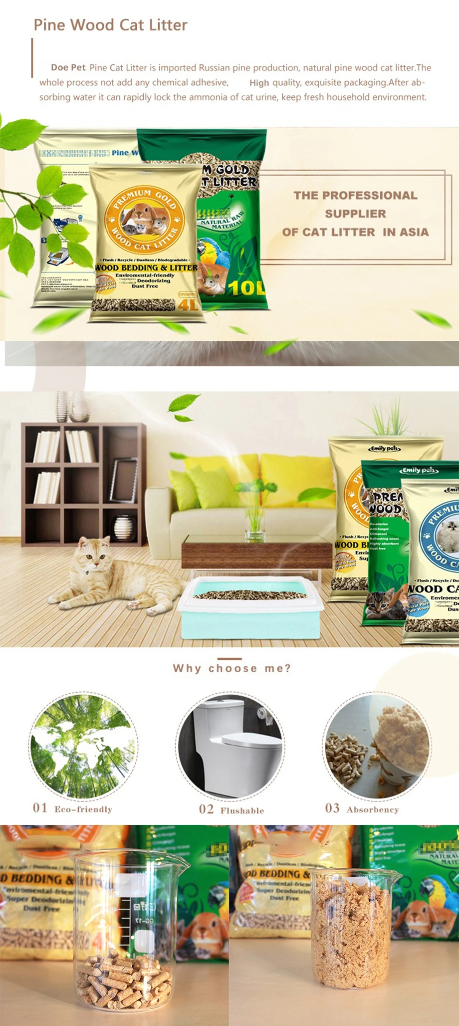 Wholesale Private Label Activated Carbon Pine Wood Cat Litter Pellet