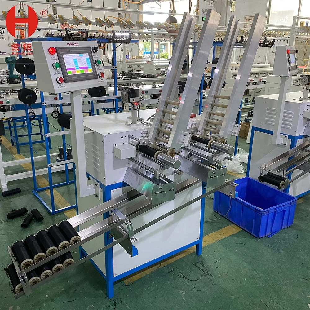 High Speed 2 Heads Single Control Automatic Fabric Yarn Bobbin Rewind Winding Machine for Rope Braiding Machine