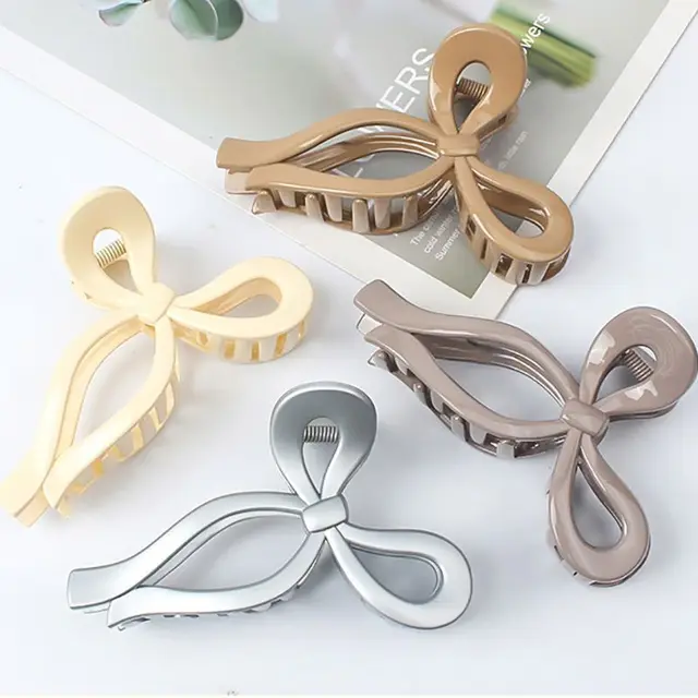 2023 Ins In Stock Huge Large Cute Ponytail Plastic Korean Bowknot-Shape Hair Claw Clips Artstar 8393 for Girl Women