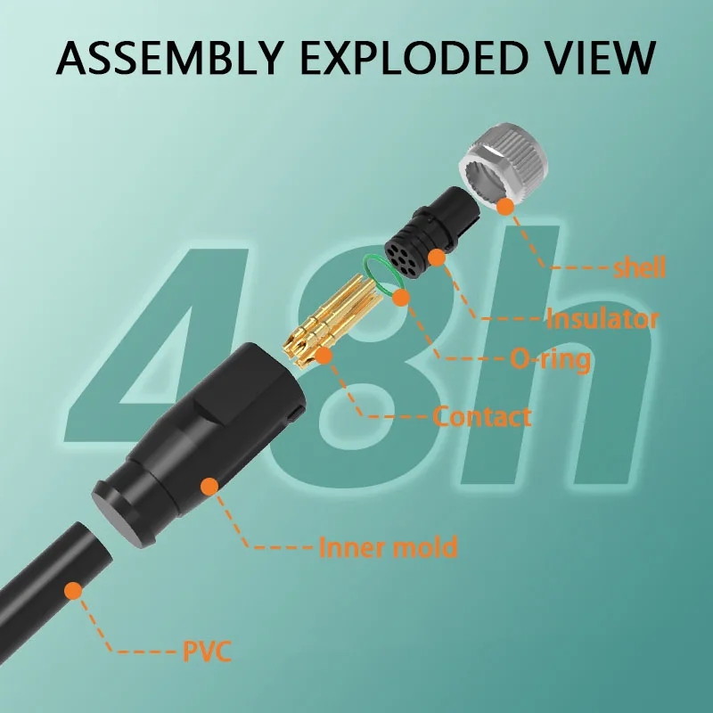 M8 Code IP68 Waterproof Brass Nickel Plated Solder -shielded 2A Gold Plated Contacts Welding Cable Connector 6 Pin Female Plug