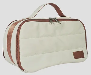 Durable Lightweight Toiletry Bag with Double Zippers Spacious Travel Cosmetic Organizer with Handle, a PU Patch for Your Logo