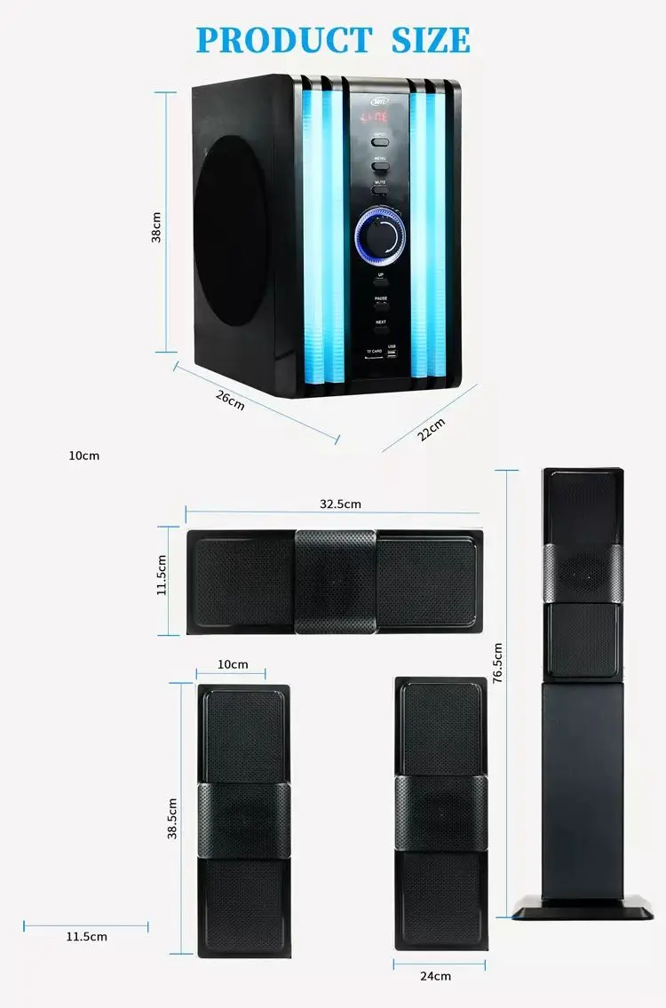 5.1 Channel Active Amplifier Bt Function Home Theater System Multimedia