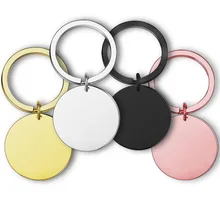 European and American Stainless Steel Keychain Round Plate Whiteboard Laser Lettering Custom Four-color Optional Dog