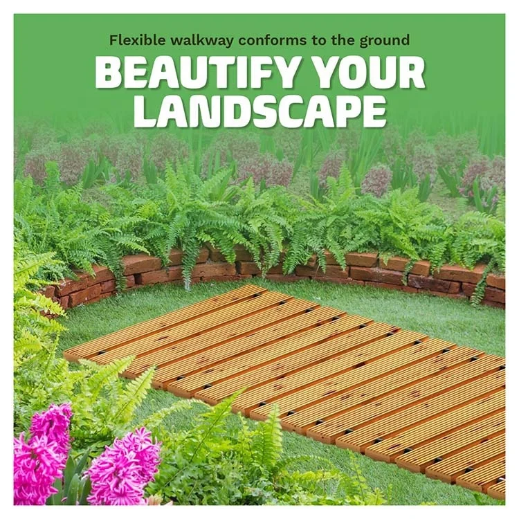 8FT Wooden Garden Pathway Weather Resistant Cedar Roll Out Straight ...