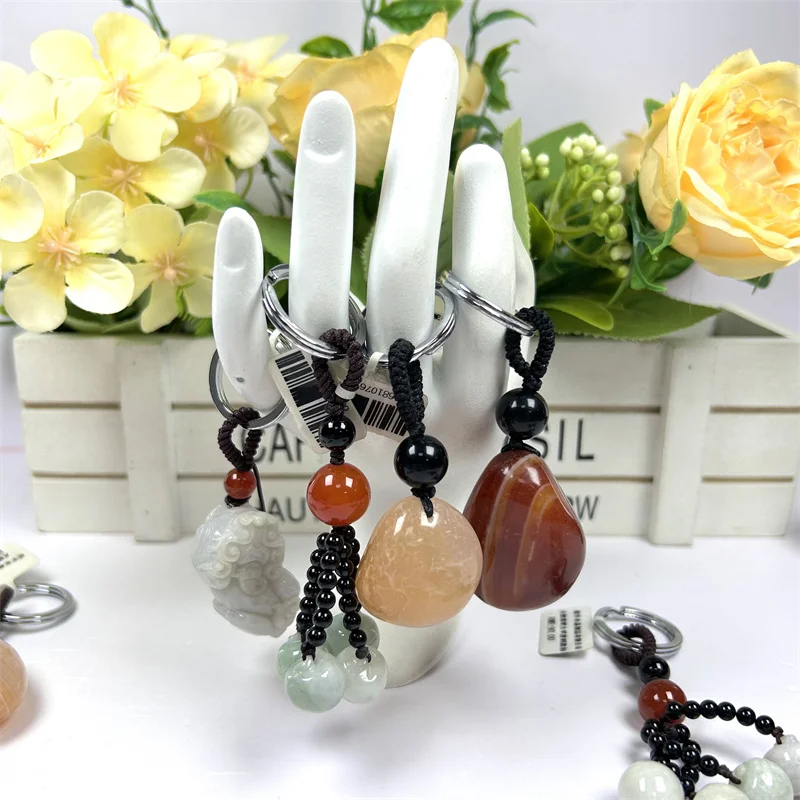 7-9cm Natural Jade Pixiu, Big Apple Keychain Hanging Piece Healing
