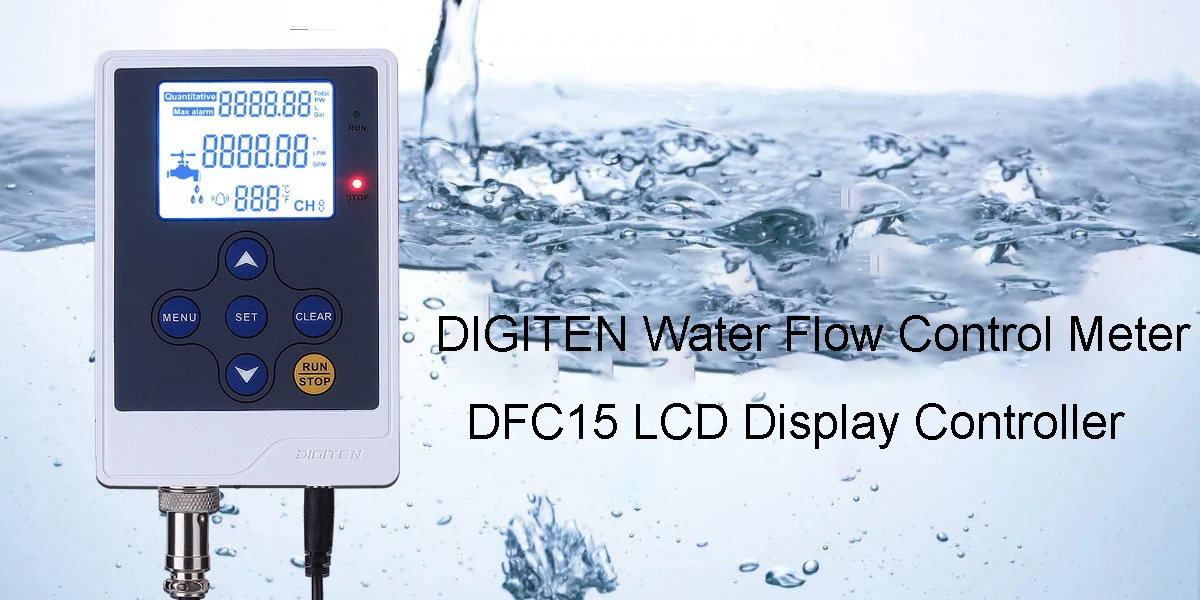 Digiten Dfc15 Lcd Display Water Flow Control Meter Liquid Flow Rate