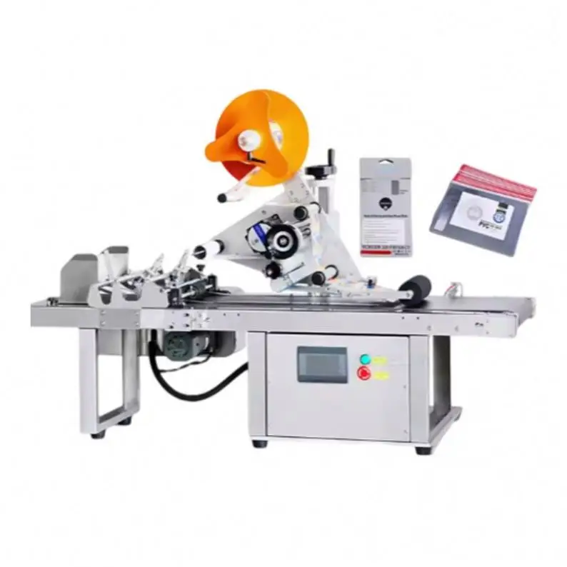 TEBAK Automatic Self-adhesive Sticker Label Machine Flat Surface Card Box Plastic Flat Bag Pouch Labeling Machine