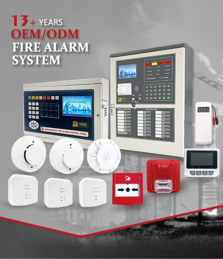 2 Loops Addressable Fire Alarm Control Panel 16 Zones Control Panel Firefighting Equipment